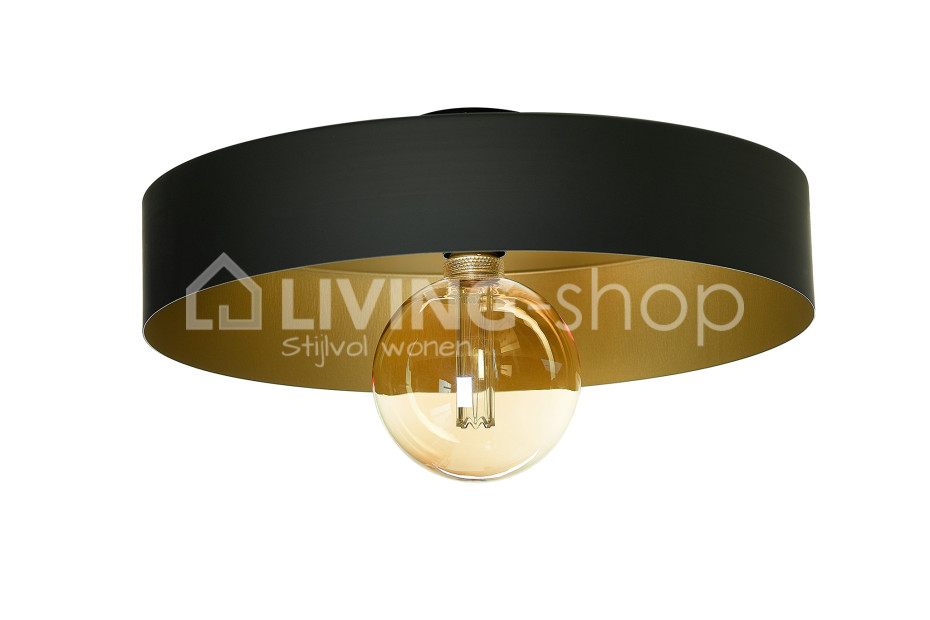 Plafondlamp klein met indirect licht zwart goud - Licht & Accessoires